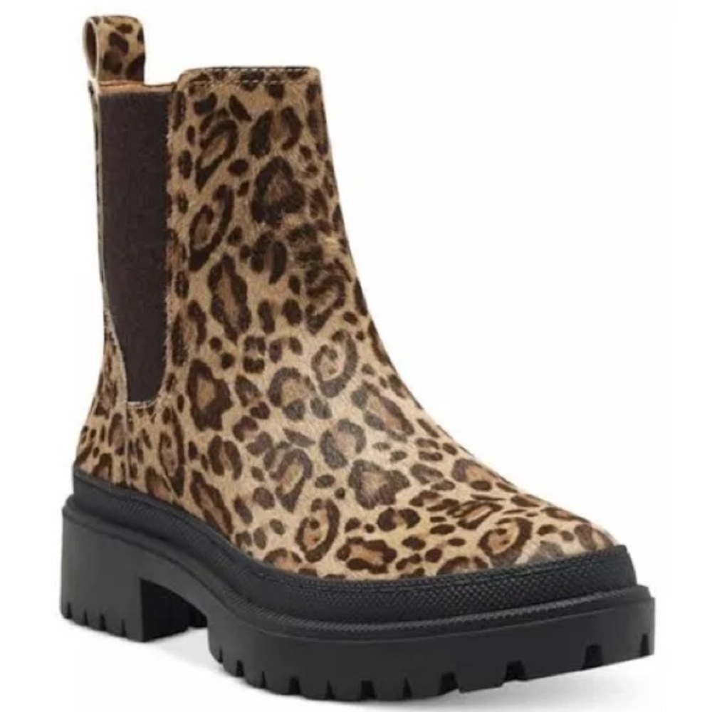 Lucky Brand Ellerey Javen Boots Booties Animal Print Wool Leather Suede 6 - Picture 1 of 9